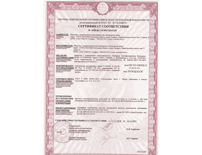 Лицензии и сертификаты | ТЕХНОЛОГИИ СВЕТА