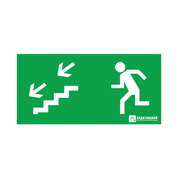 Пиктограмма (наклейка) "Эвакуационный выход по лестнице налево вниз" (330х120) | 1010120330 | АСТЗ