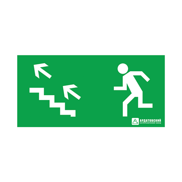 Пиктограмма (наклейка) "Эвакуационный выход по лестнице налево вверх" (330х120) | 1012120330 | АСТЗ