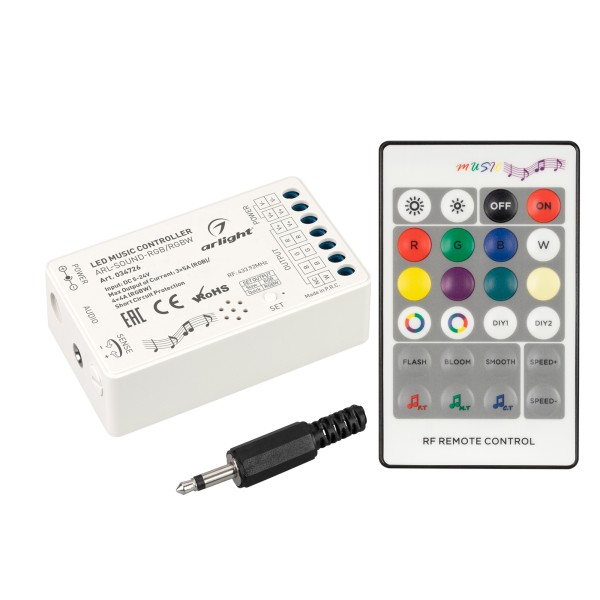 Аудиоконтроллер ARL-SOUND-RGB/RGBW (12-24V, 4x4A, IP20, накладной)