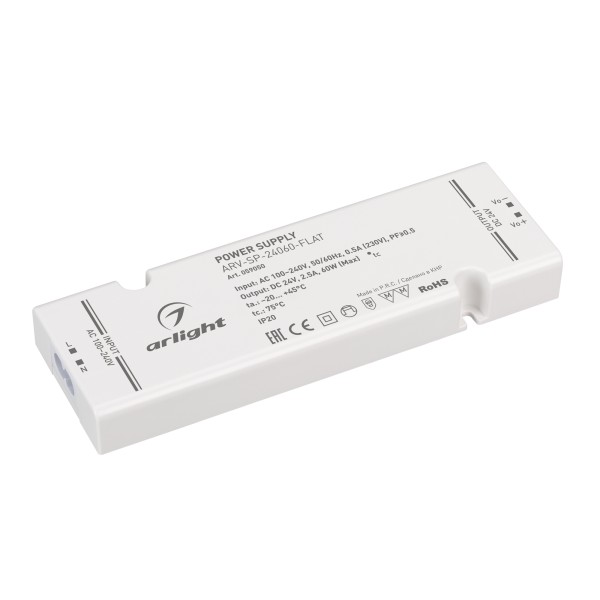 Блок питания ARV-SP-24060-FLAT (24V, 2.5A, 60W) компактный IP20
