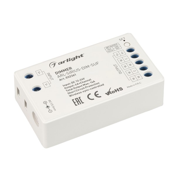 Диммер ARL-SIRIUS-DIM-SUF (12-24V, 4x4A, 2.4G) для светодиодных лент