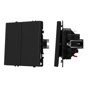 Выключатель двухклавишный SWT-NOBE-MK02-SFPL-BK, черный, встраиваемый