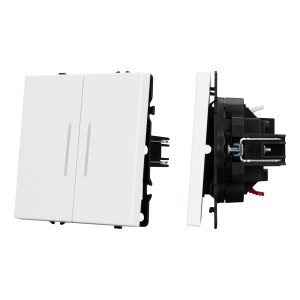 Выключатель звонковый ARL NOBE 2 кл с подсветкой белый кварц SWT-MKR2-SFPL-L-WH