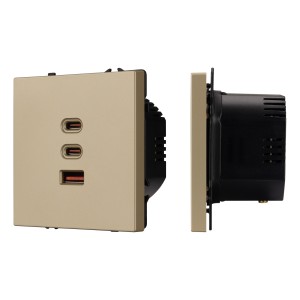 Розетка ARL NOBE USB тип А+С+С софт-тач золотой песок 65Вт QC3