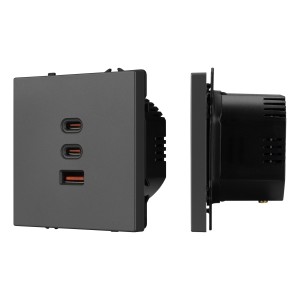 Розетка ARL NOBE USB тип А+С+С софт-тач серый базальт 65W