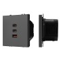Розетка ARL NOBE USB тип А+С+С софт-тач серый базальт 65W