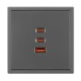 Розетка ARL NOBE USB тип А+С+С софт-тач серый базальт 65W