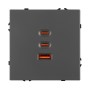 Розетка ARL NOBE USB тип А+С+С софт-тач серый базальт 65W