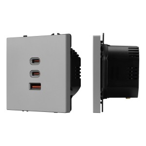 Розетка ARL NOBE USB тип А+С+С софт-тач никель 65Вт QC3