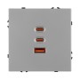 Розетка ARL NOBE USB тип А+С+С софт-тач никель 65Вт QC3