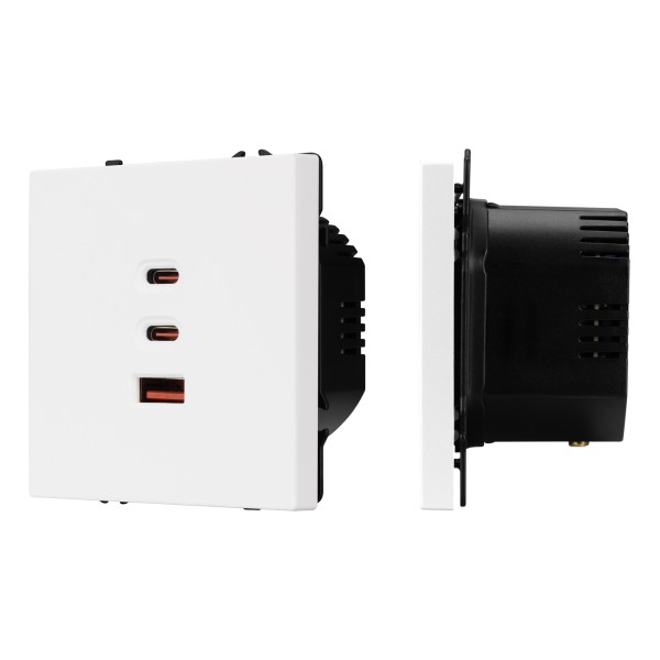 Розетка ARL NOBE USB тип А+С+С софт-тач белый кварц 65Вт