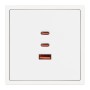 Розетка ARL NOBE USB тип А+С+С софт-тач белый кварц 65Вт