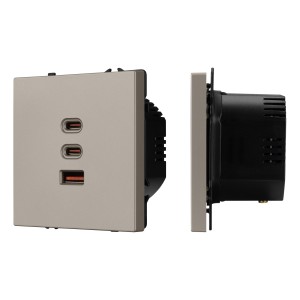 Розетка ARL NOBE USB тип А+С+С софт-тач кашемир QC3 65W