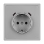 Розетка ARL NOBE со шторками и USB тип C+С, никель, встраиваемая