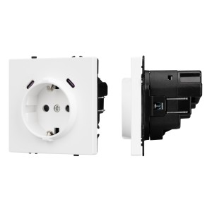 Розетка ARL NOBE со шторками и USB тип C+С, белый кварц, встраиваемая
