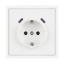 Розетка ARL NOBE со шторками и USB тип C+С, белый кварц, встраиваемая