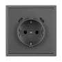 Розетка ARL NOBE со шторками и USB тип C+С, серый базальт, встраиваемая