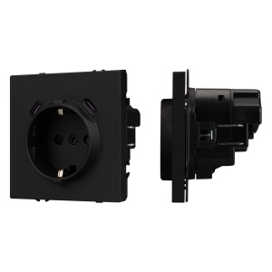 Розетка NOBE ARL со шторками и USB тип C черный оникс SCT-MUCC-SFPL-BK