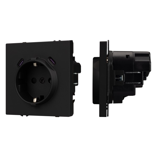 Розетка NOBE ARL со шторками и USB тип C черный оникс SCT-MUCC-SFPL-BK