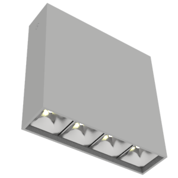 СВЕТОДИОДНЫЙ СВЕТИЛЬНИК VARTON DL-BOX REFLECT MULTI 1X4 НАКЛАДНОЙ RAL7045 СЕРЫЙ МУАР DL-Box Reflect Multi 1x4 medium