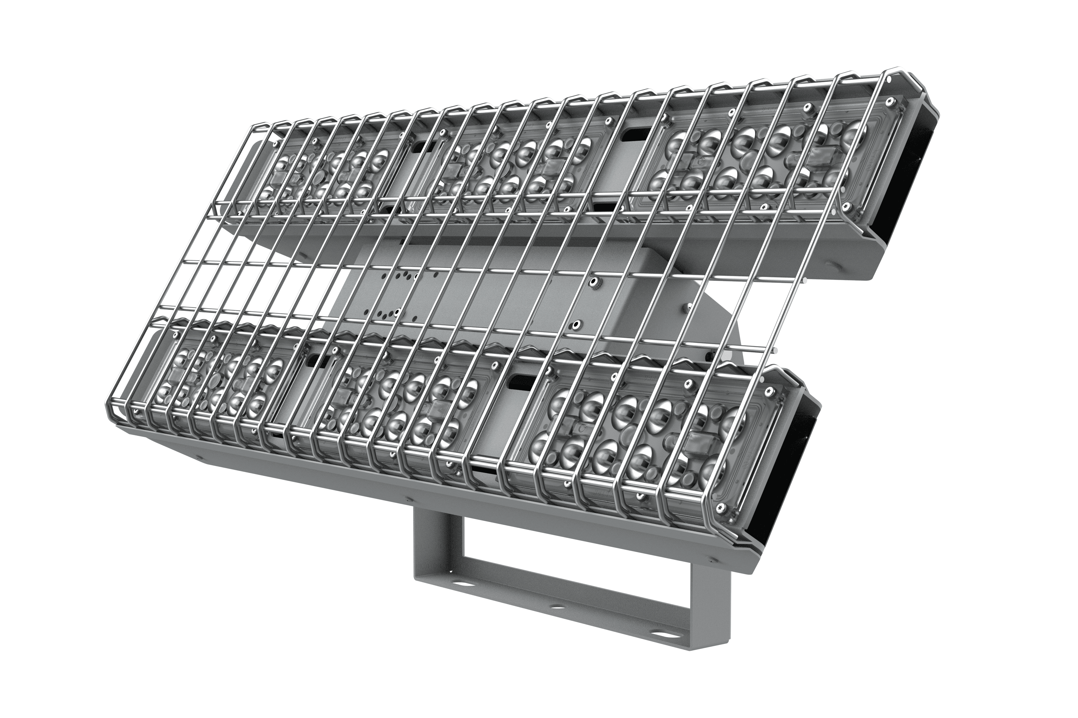 СПОРТИВНЫЙ FIZRUK 150 ВТ CRI80 4000 К НАКЛАДНОЙ IP65 С ПОВОРОТНЫМ КРОНШТЕЙНОМ ЗАЩИТНОЙ РЕШЕТКОЙ ОПТИКОЙ 90 ГРАДУСОВ RAL7045 СЕРЫЙ