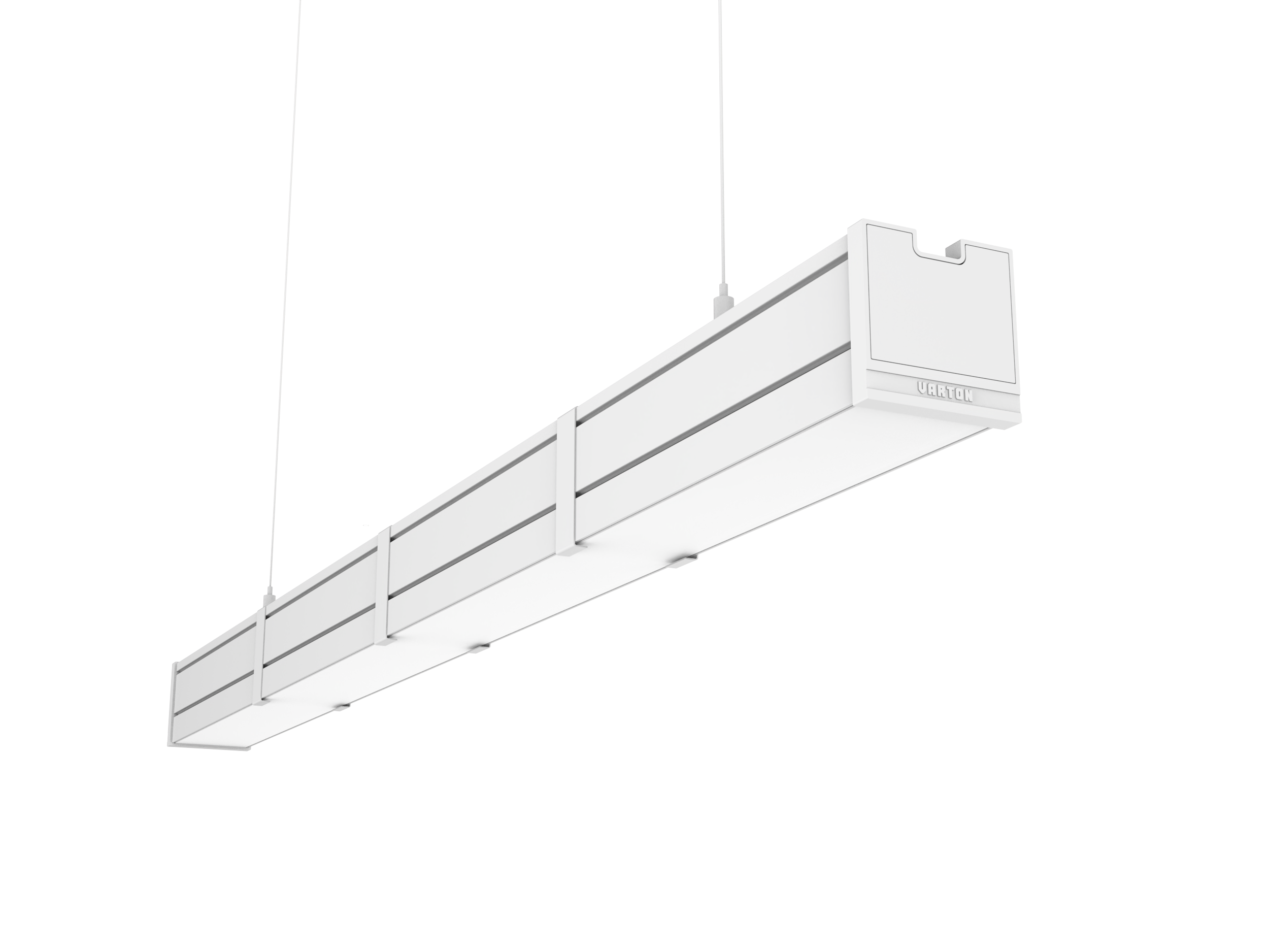 48 ВТ 4000 К CRI 90 1019Х66Х67 ММ IP54 RAL9003 БЕЛЫЙ МУАР ОПАЛОВЫЙ РАССЕИВАТЕЛЬ ЗАКАЛЕННОЕ СТЕКЛО, С ДЕКОРАТИВНЫМ ПРОВОДОМ 2 М И КОМПЛЕКТОМ ПОДВЕСОВ 2 М