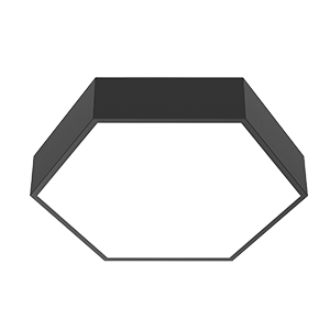 UPNDOWN ШЕСТИУГОЛЬНЫЙ ПОДВЕСНОЙ 36 ВТ/66 ВТ CRI90 4000 K С ОПАЛОВЫМ РАССЕИВАТЕЛЕМ RAL9005 ЧЕРНЫЙ МУАР
