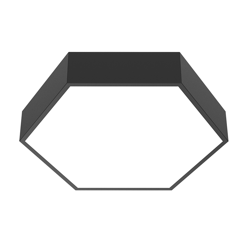 DOWN ШЕСТИУГОЛЬНЫЙ ПОДВЕСНОЙ 66 ВТ CRI90 4000 K С ОПАЛОВЫМ РАССЕИВАТЕЛЕМ RAL9005 ЧЕРНЫЙ МУАР